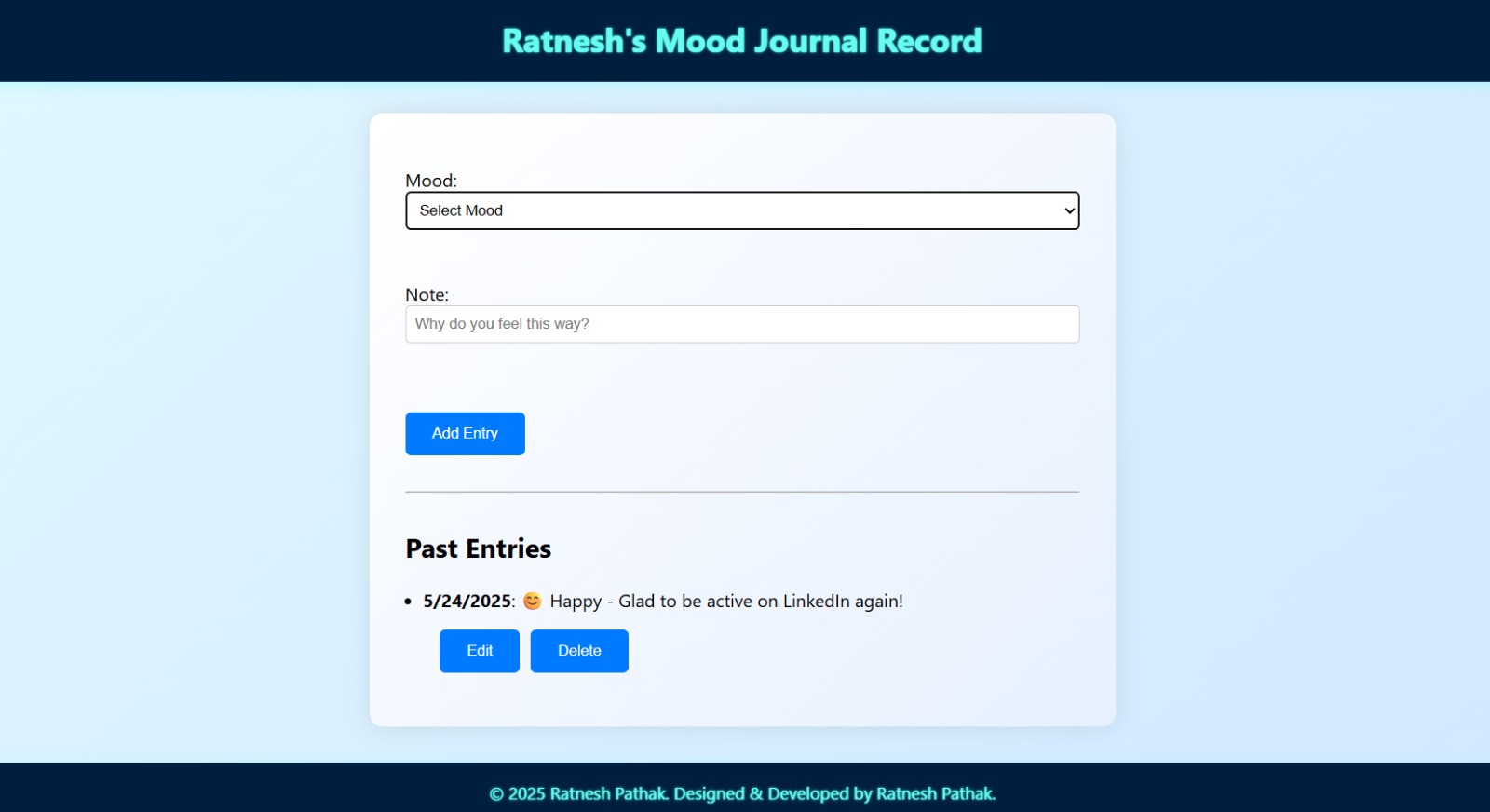 Ratnesh's Mood Journal